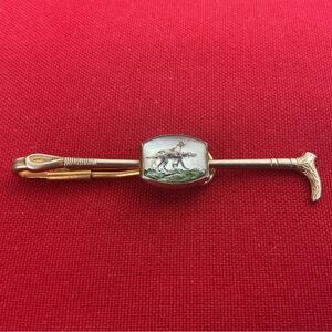 Vintage Hounds GoldTone Tie Clip Reverse Intaglio Essex Crystal Correct Quality